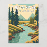 Yukon River North America Travel Art Vintage