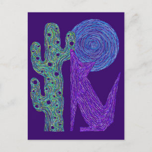 Carte Postale Z Purple Coyote Wolf Coloré Design Sud-Ouest