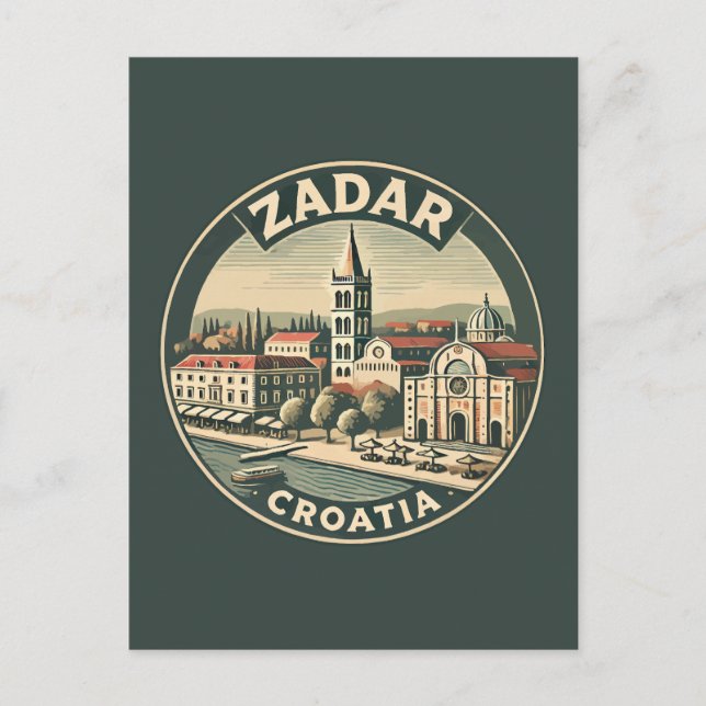Carte Postale Zadar Croatie Illustration Insigne d'art de voyage (Devant)