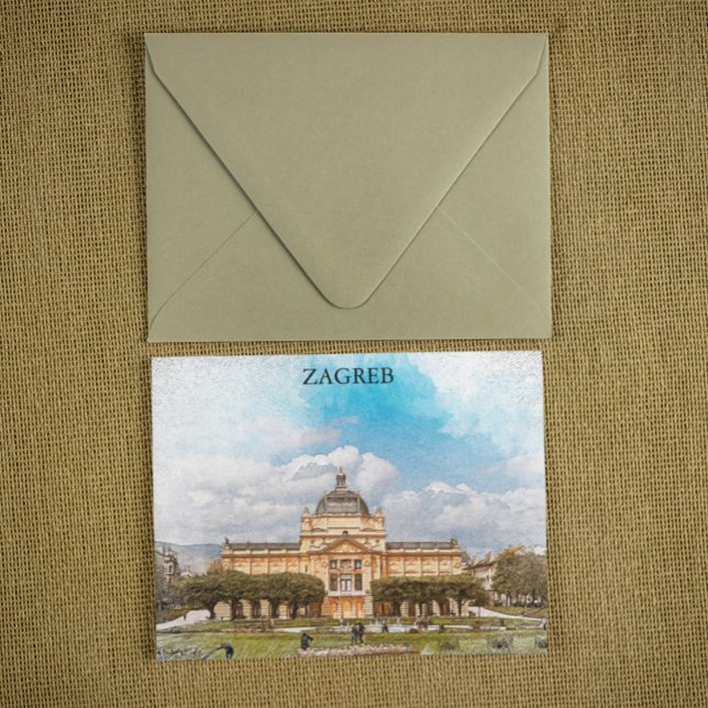Carte Postale Zagreb Croatie Théâtre national (zagreb croatia theatre panorama view postcard)