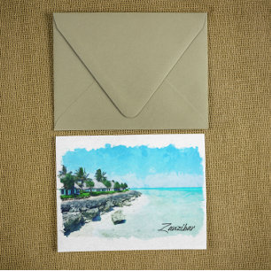 Carte Postale Zanzibar Tansania Vintage voyage rétro tropical