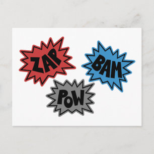 Carte Postale ZAP BAM POW Comic Sound FX - Original