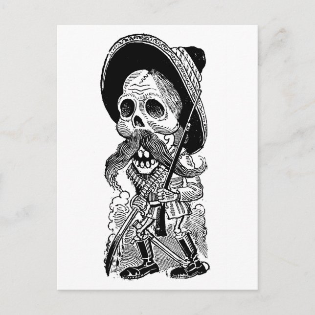 Carte Postale Zapatista Calavera. c. début des années 1900. Mexi (Devant)