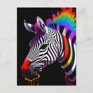 Carte postale Zebra colorée