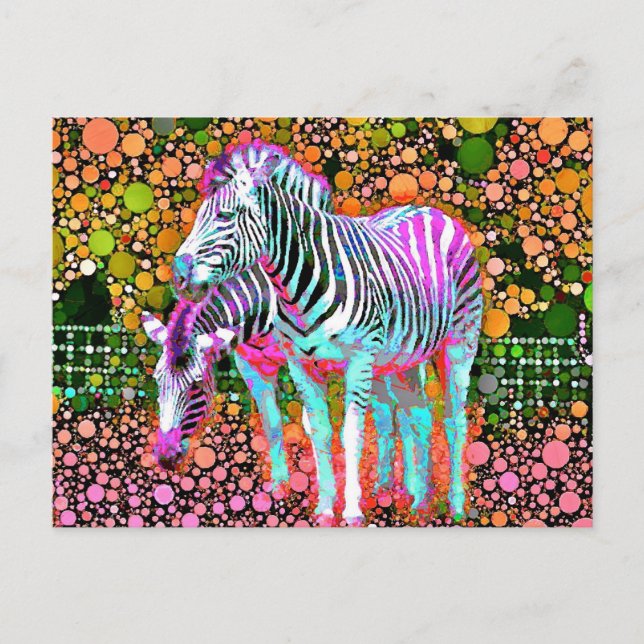 Carte postale Zebra Pop Art (Devant)