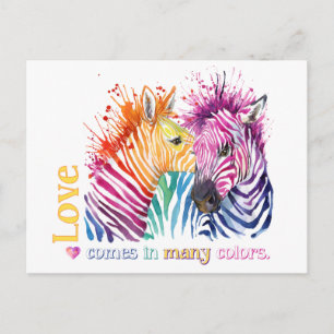 Carte Postale Zebra Rainbow Gifts