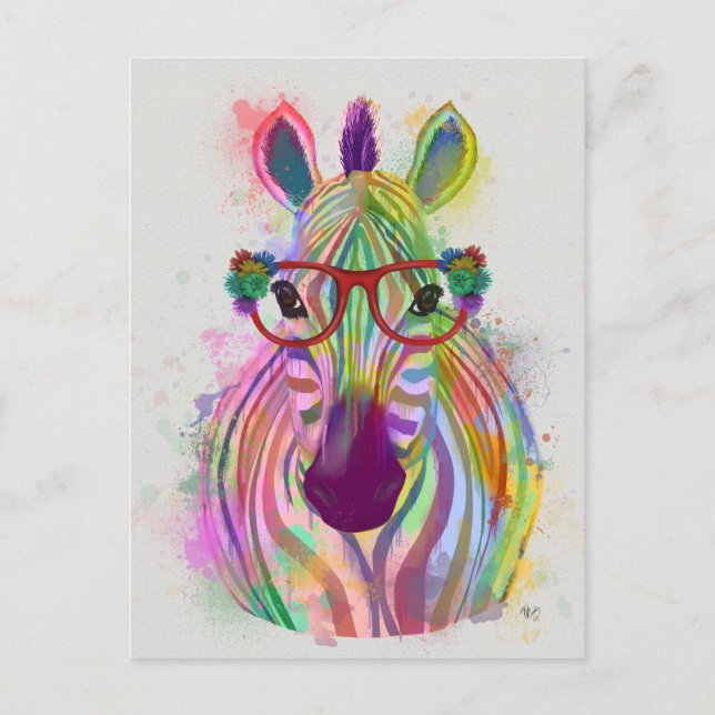 Carte Postale Zebra Rainbow Splash (Devant)