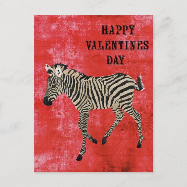 Carte postale Zebra Red Valentines Day (Devant)