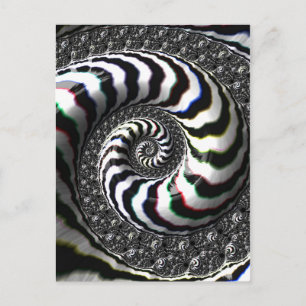 Carte Postale Zebra Stripes Fractal Spiral Motif