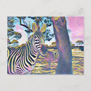 Carte Postale Zèbre animal belle couleur