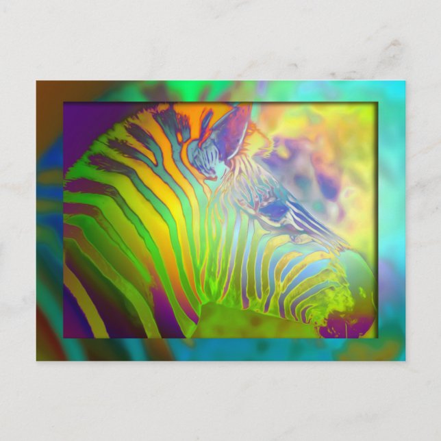 Carte Postale zèbre coloré (Devant)