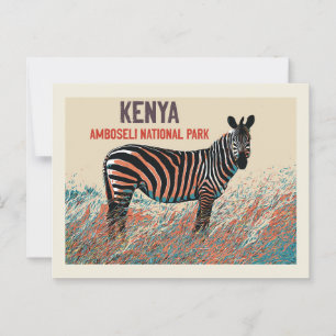 Carte Postale Zèbre dans le parc national d'Amboseli, Kenya