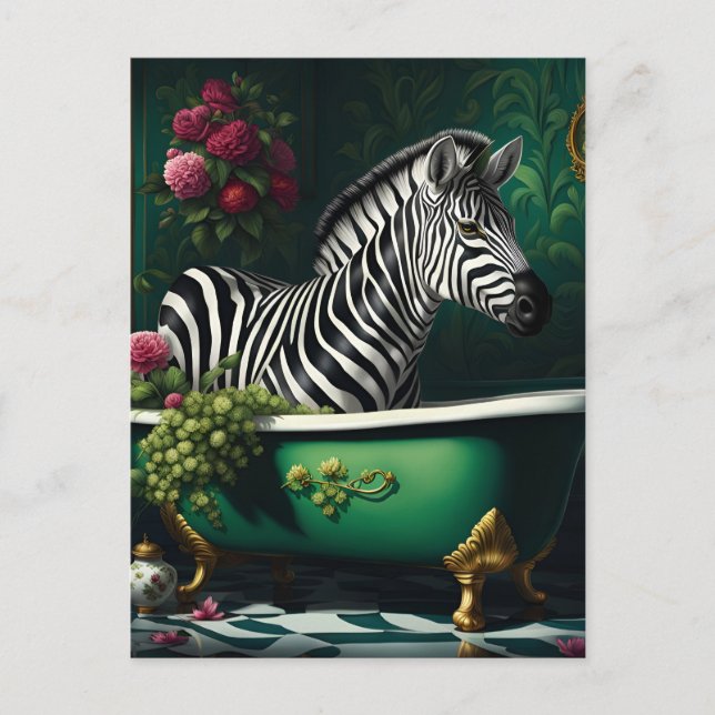 Carte Postale Zèbre dans une baignoire (Devant)