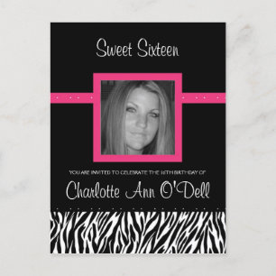 Carte Postale zèbre ; invitation d'anniversaire