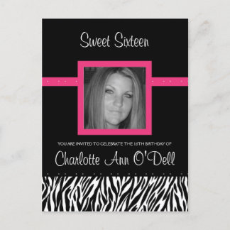 Carte Postale zèbre ; invitation d'anniversaire
