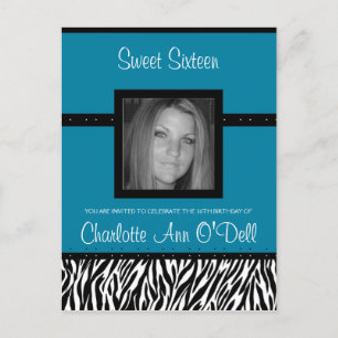 Carte Postale zèbre ; invitation d'anniversaire