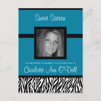 Carte Postale zèbre ; invitation d'anniversaire