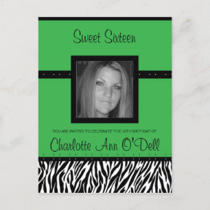 Carte Postale zèbre ; invitation d'anniversaire