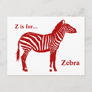 Carte Postale Zèbre - Rouge profond et blanc