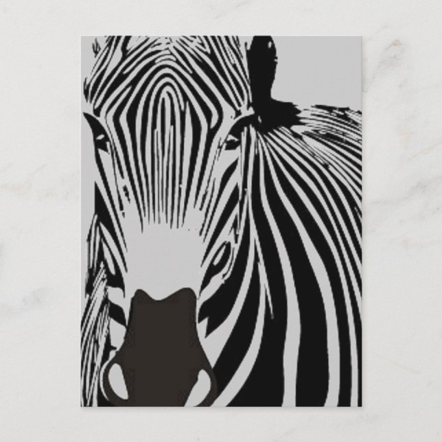 Carte Postale zèbre sauvage de rayures noires et blanches (Devant)