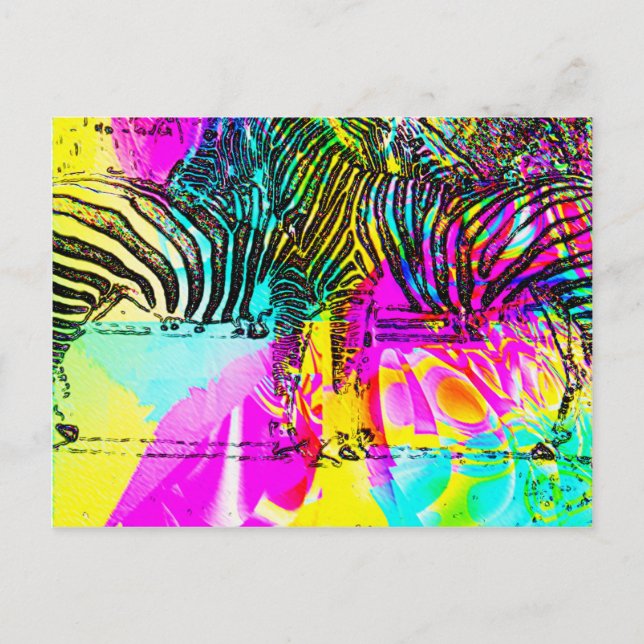 Carte Postale Zèbres colorés (Devant)