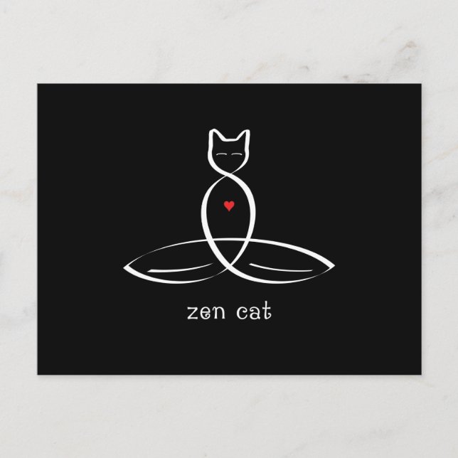 Carte Postale Zen Cat - Texte de style élégant. (Devant)