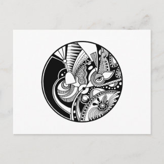 Carte Postale Zendala Abstraite Noire Et Blanc Sur Le Cercle