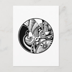 Carte Postale Zendala Abstraite Noire Et Blanc Sur Le Cercle