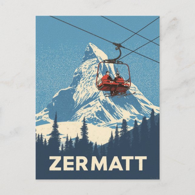 Carte Postale Zermatt Suisse Voyage à Ski (Devant)