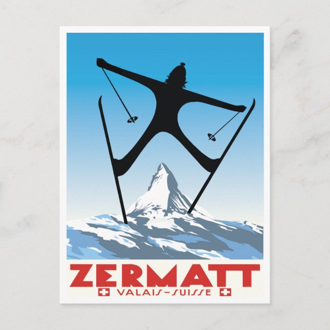 Carte Postale Zermatt,Valais,Suisse,Ski (Devant)