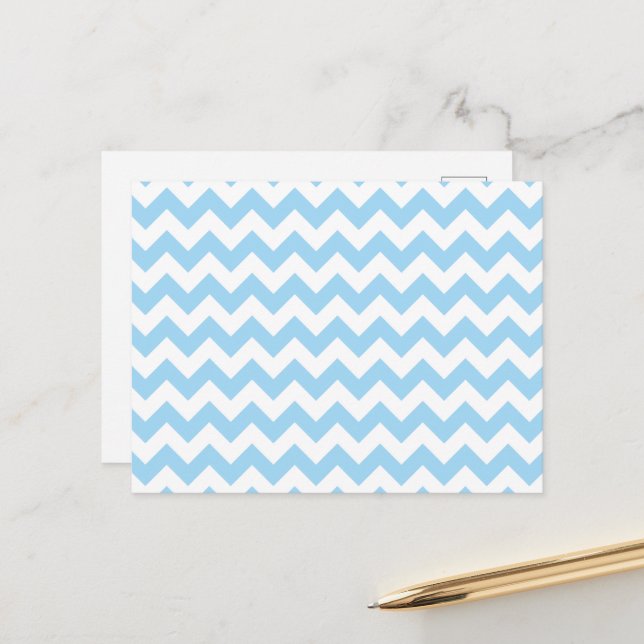 Carte Postale Zigzag bleu, Chevron bleu, Motif géométrique (Devant/Arrière en situation)