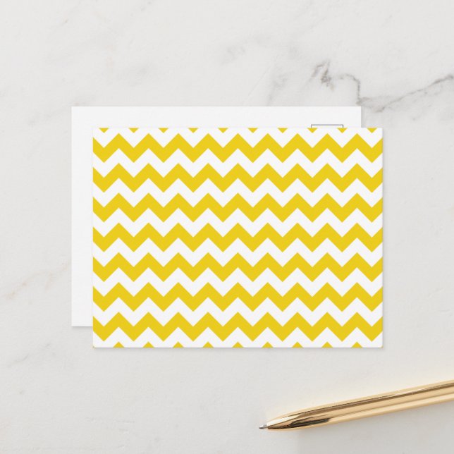 Carte Postale Zigzag jaune, Chevron jaune, Motif géométrique (Devant/Arrière en situation)