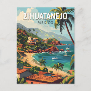 Carte Postale Zihuatanejo Mexique Voyage Art Vintage