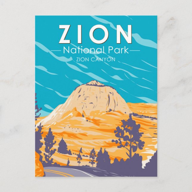 Carte Postale Zion National Park Utah Route de Zion Canyon Vinta (Devant)