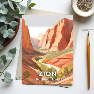 Carte Postale Zion National Park Voyage Aquarelle Vallée