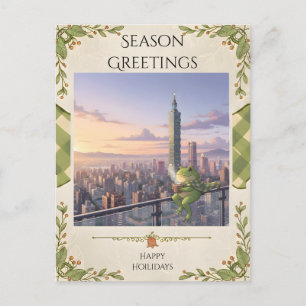 Carte Postale Zochi la grenouille voyageuse au Taipei 101 à l'he