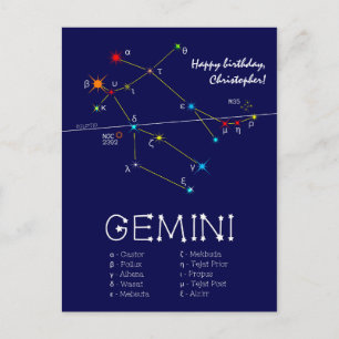 Carte Postale Zodiac Constellation Gemini