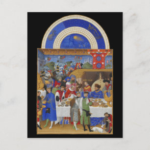 Carte Postale Zodiac médiéval Janvier Capricorne & Aquarius