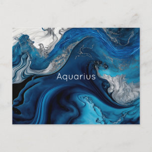 Carte postale Zodiaque Aquarelle Marbre Verseau
