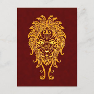 Carte Postale Zodiaque de Leo jaune complexe sur rouge