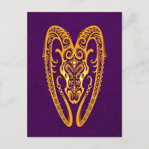 Carte Postale Zodiaque des baies jaunes complexes sur violet