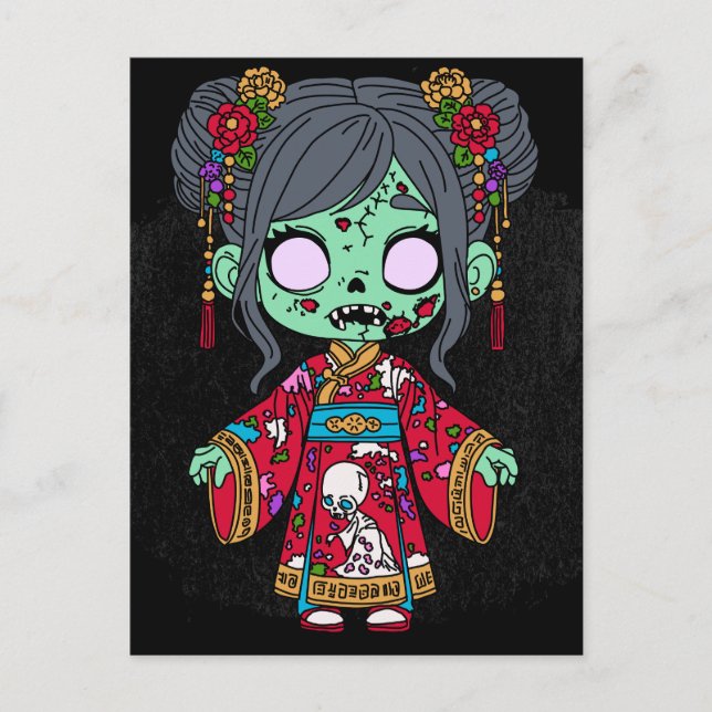 Carte Postale Zombie chinois mignon (Devant)