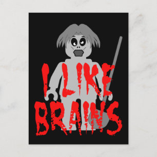 Carte Postale Zombie Minifig "J'aime les cerveaux"
