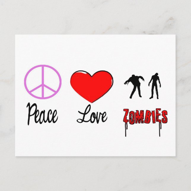 Carte Postale zombies de l'amour de paix (Devant)