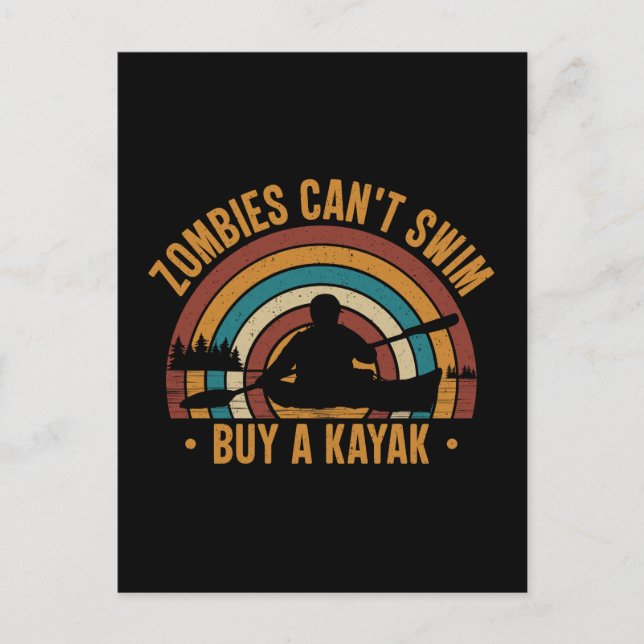 Carte Postale Zombies ne sait pas nager Acheter un Kayak (Devant)