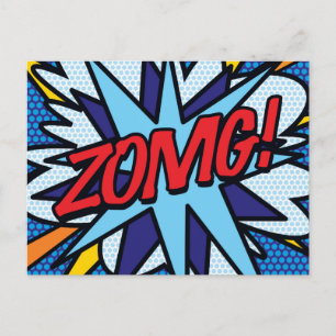 Carte Postale ZOMG Amusement Bande Dessinée Rétro Art Pop