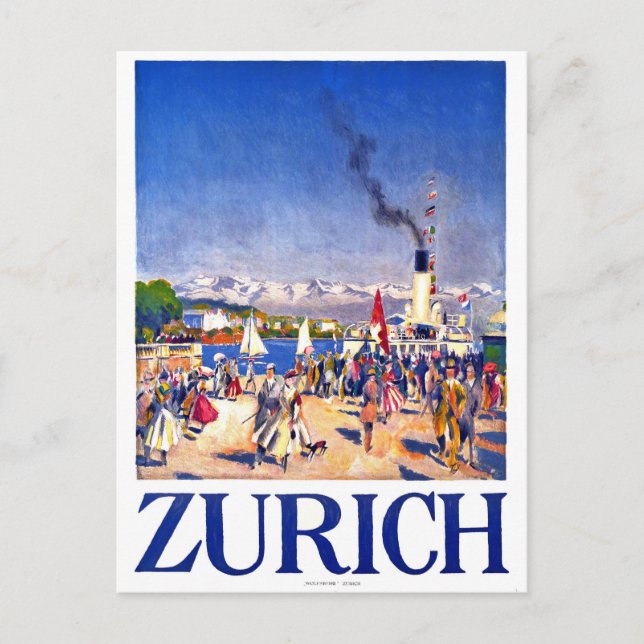 Carte Postale Zurich, navire touristique sur le quai de la ville (Devant)