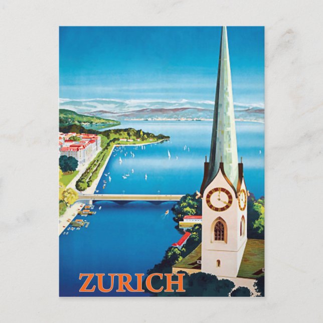 Carte Postale Zurich, Suisse, vue sur la tour de guet (Devant)