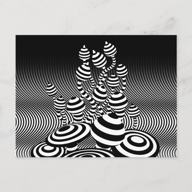 Carte Postcard Magic Mushrooms design géométrique  (Devant)