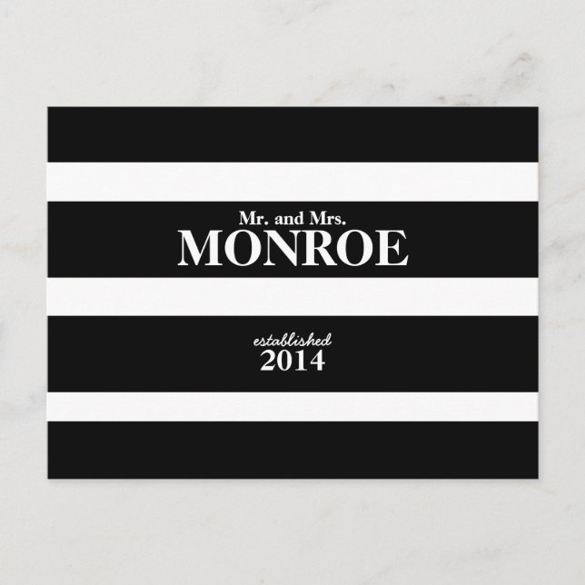 CARTE POSTCARD MARIAGE STRIPES CLASSIQUES (Devant)